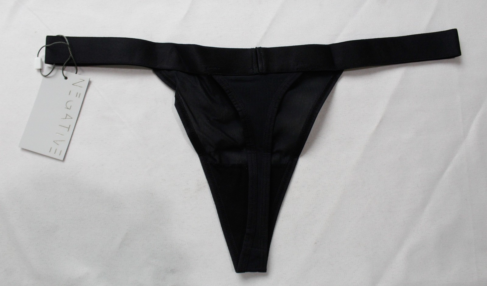 Negative Women’s Low-Rise Semi Sheer Mesh Sieve Thong AC2 Black Medium NWT