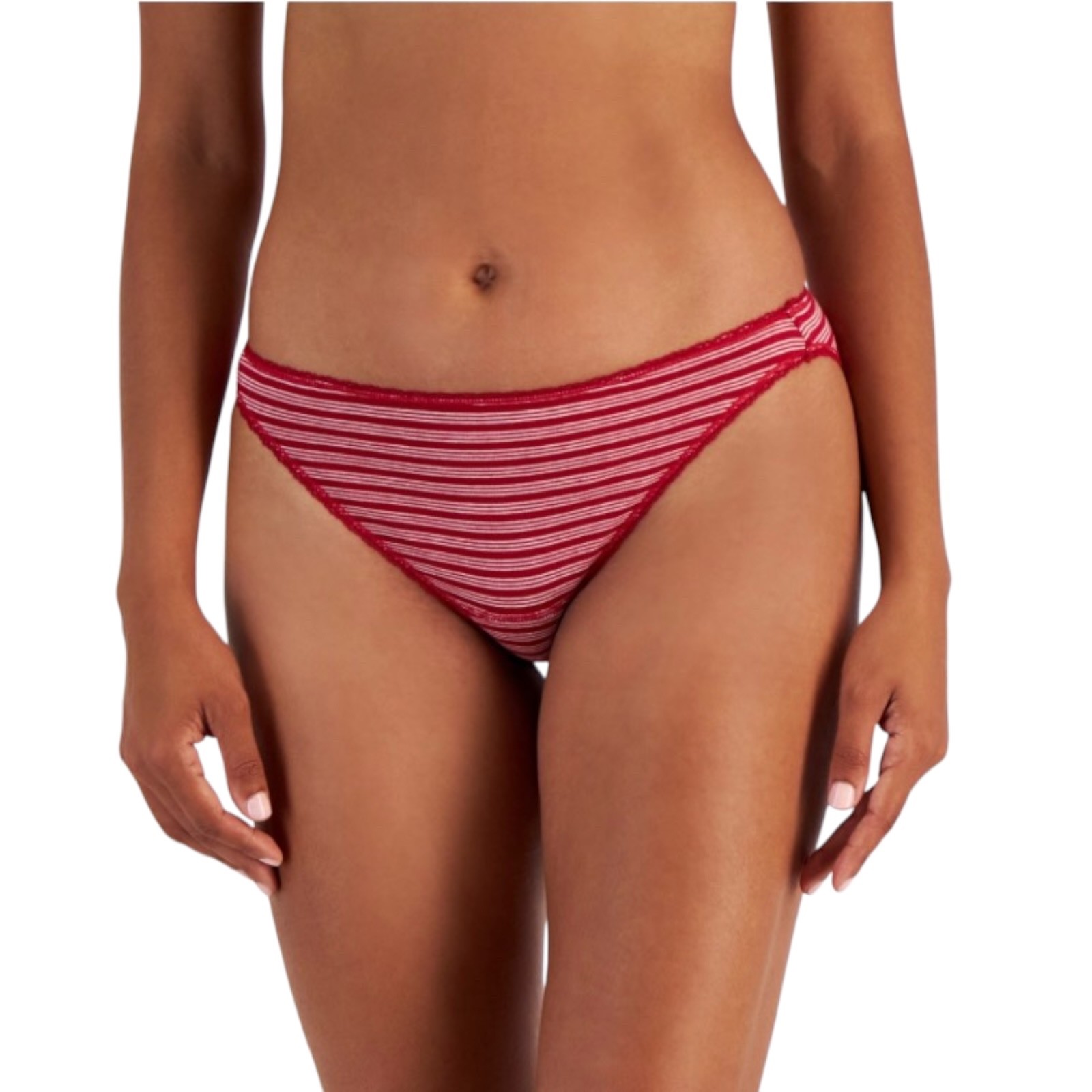 Charter Club Women’s Everyday Cotton Bikini Underwear, Holiday Stripe XL – NWT