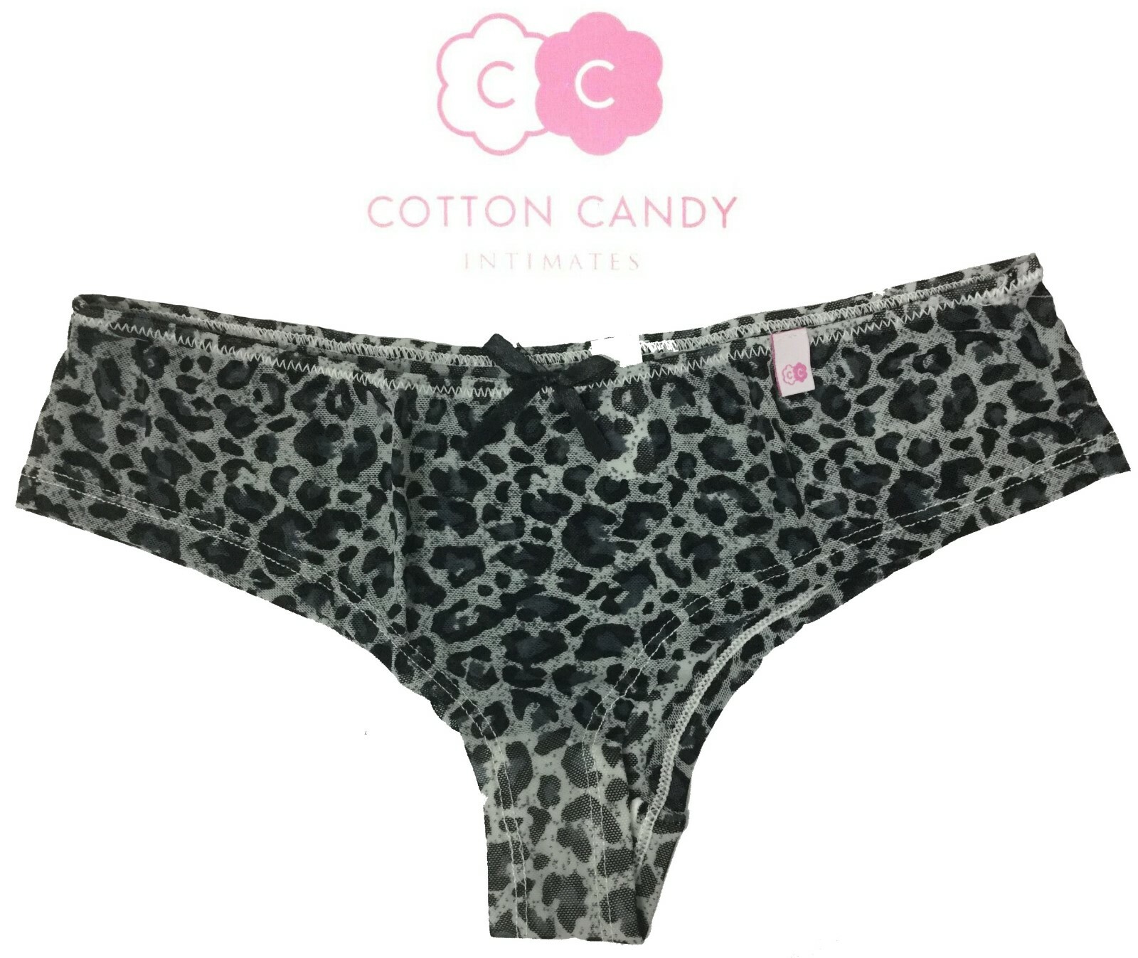 Cotton Candy Intimates Women’s Bikini Cheeky Boyleg Panties Cheetah Leopard Grey