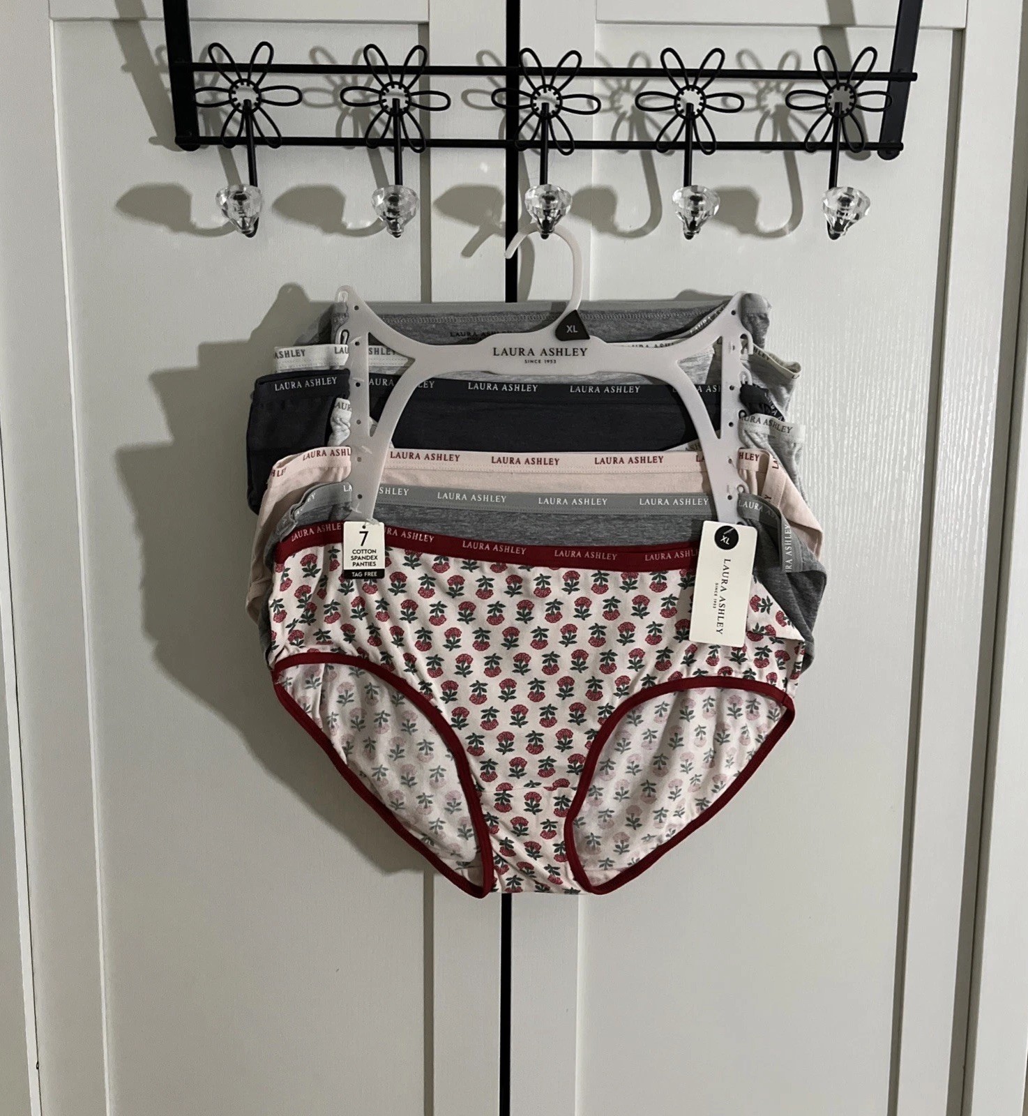 Laura Ashley 🛍️ Brief Underwear Panties 7-Pair XL Cotton Blend Floral/Plain NEW