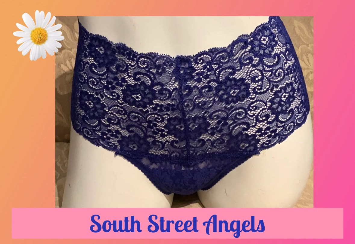 SOMA ~ SAPPHIRE BLUE EMBRACEABLE ALLOVER LACE RETRO THONG PANTIES ~ SIZE SMALL