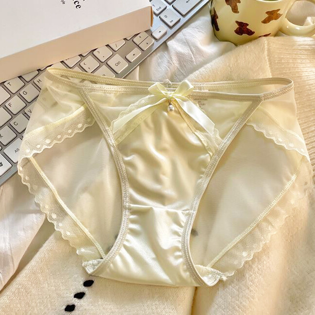 5 Packs Lot Sexy Womens Bowknot Satin Panties French Underwear Sheer Full Briefs