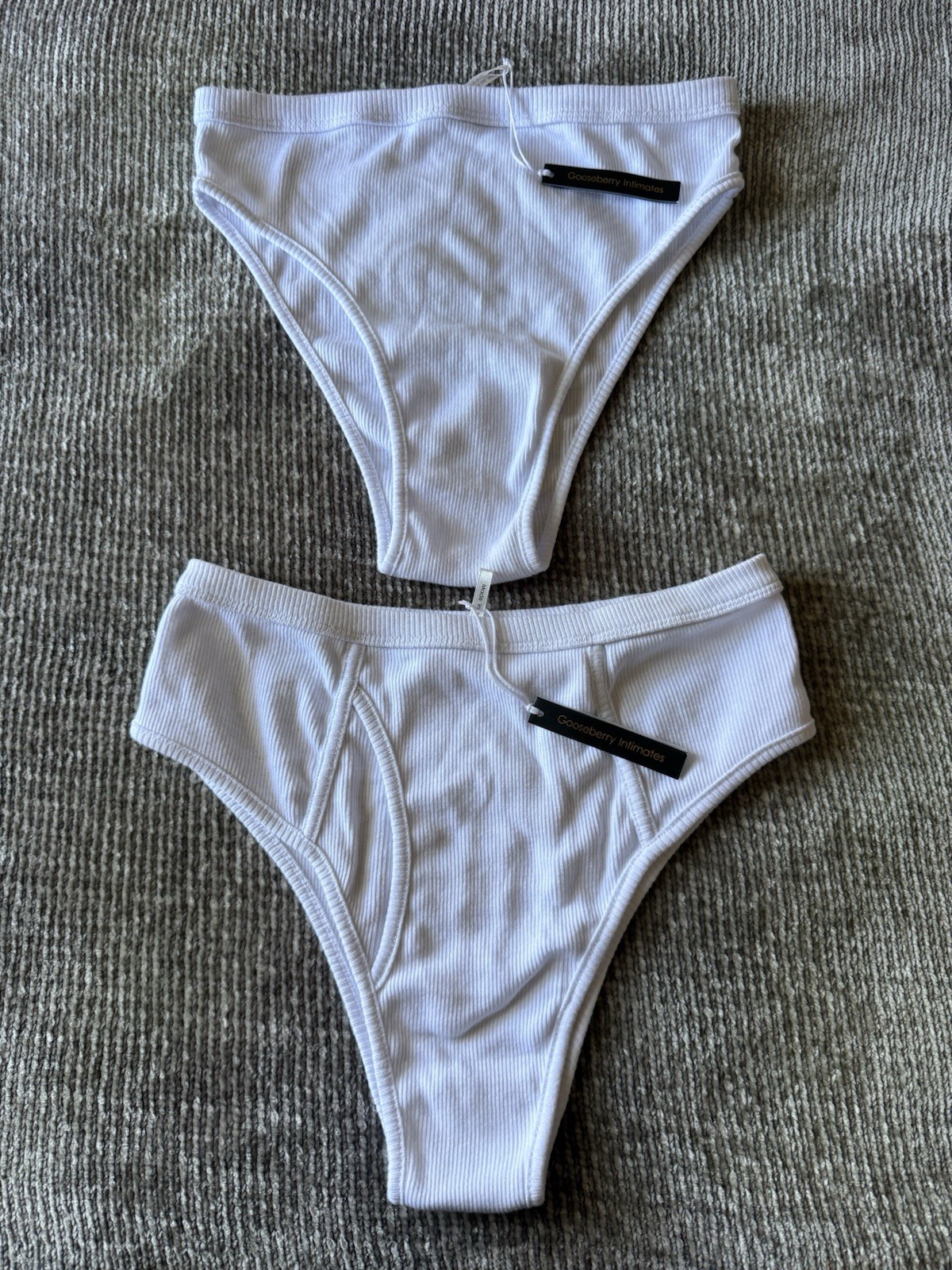 2 Gooseberry Intimates High Waist Ribbed Briefs Underwear White Large – NWT