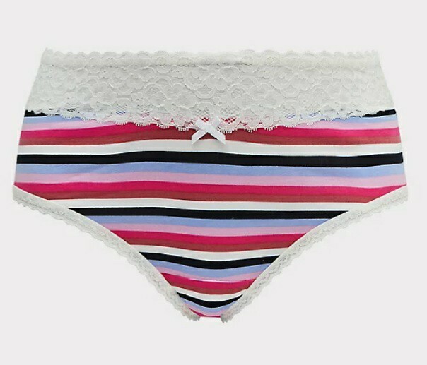 NWT Torrid MULTI STRIPE WHITE WIDE LACE COTTON CHEEKY PANTY Plus Sizes 0 or 4X
