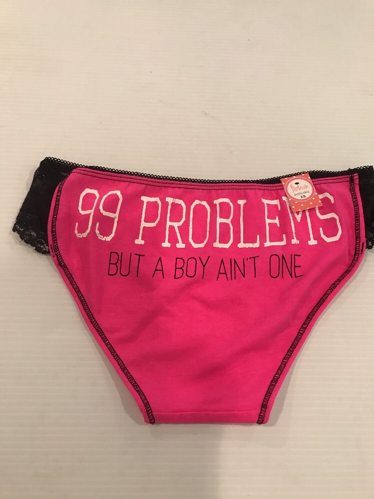 NWT FLIRTITUDE BIKINI PANTY-BOY PROBLEMS 99 But A Boy Ain’t One XS Hot Pink