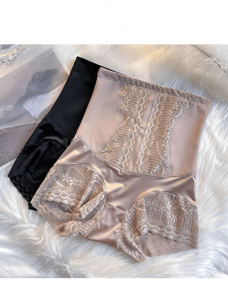 High Waist Shaping Panties Lace Trim Stretch Slimming Comfortable Briefs Fit