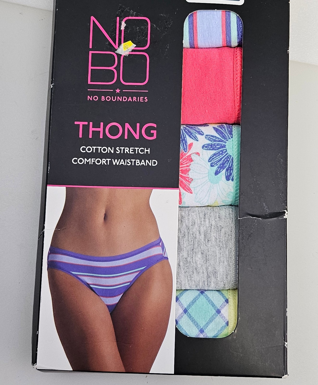No Boundaries Women’s Thong Underwear Size XXL (21) 5-Pair Cotton Stretch