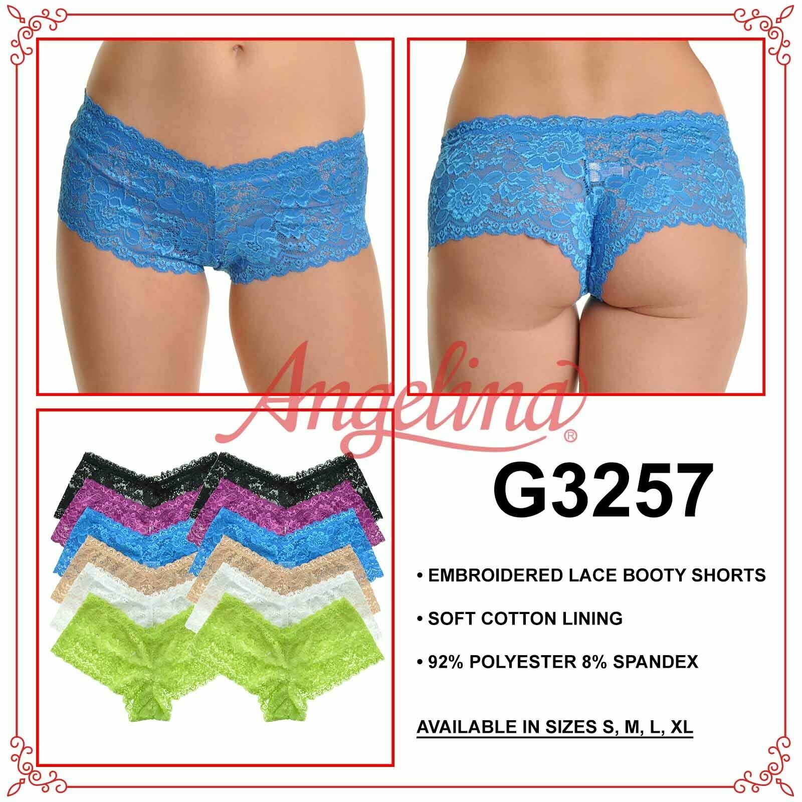 6 or 12 PACK Lace Cheeky Boyshorts Hipster Panty Panties Underwear G3257 G3258