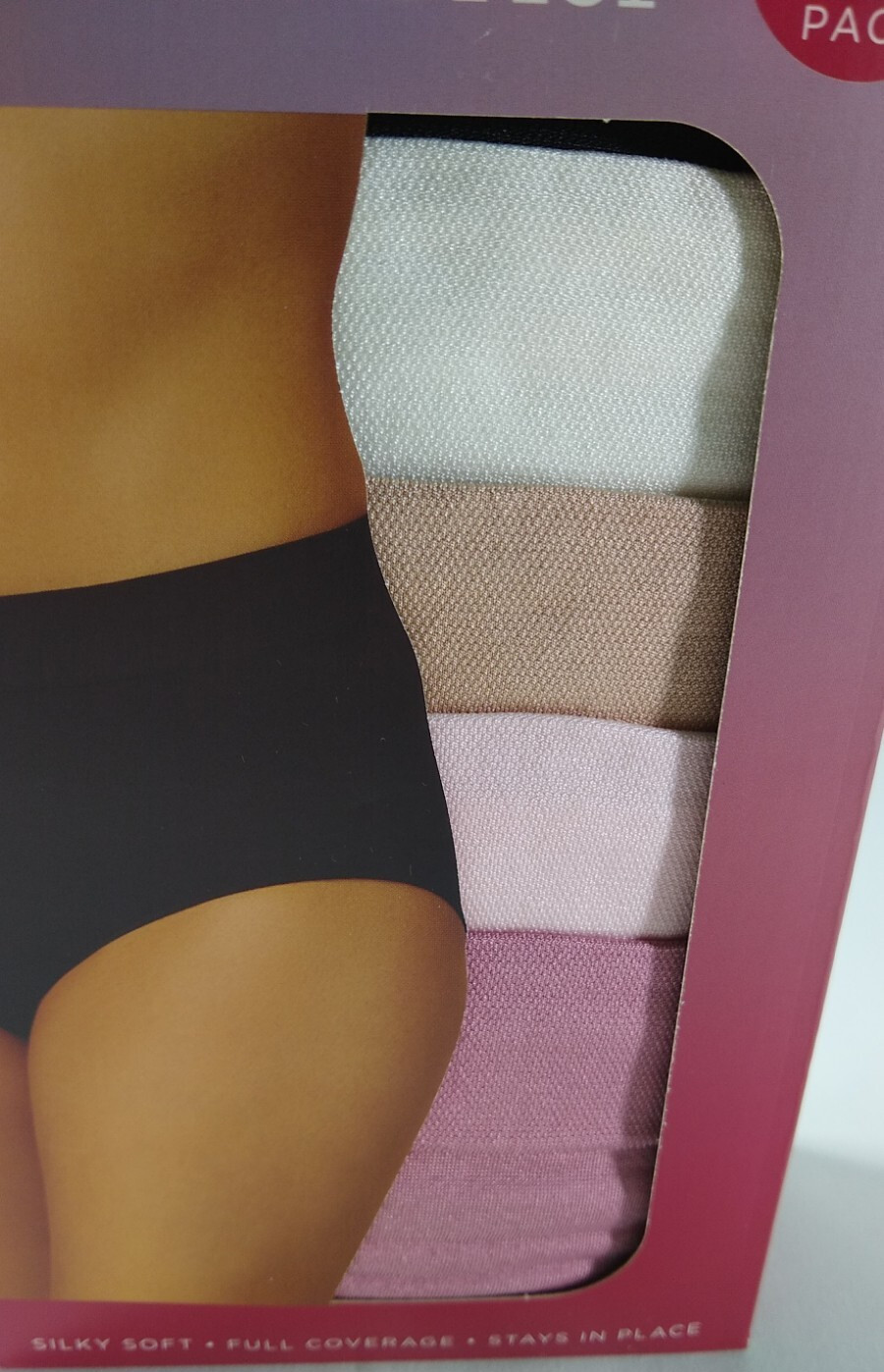 NWT Carole Hochman Womens 5 Pack Seamless Briefs Size Large Black Pink Tan White