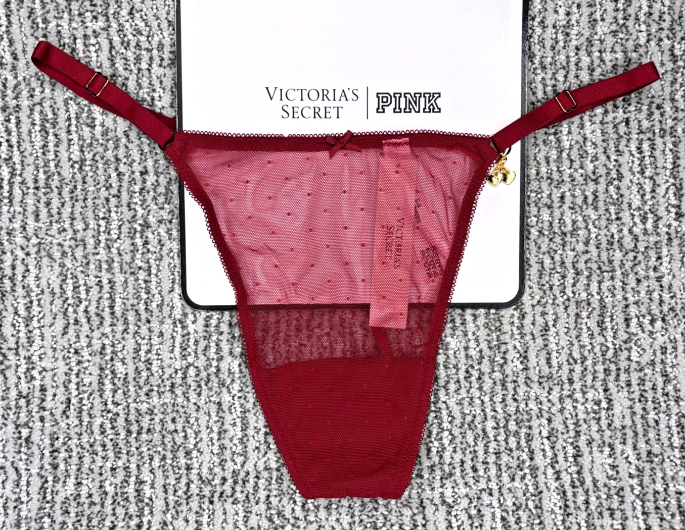Victorias Secret Very Sexy NWT XXL Red Cherry Hardware Adjustable V String Panty
