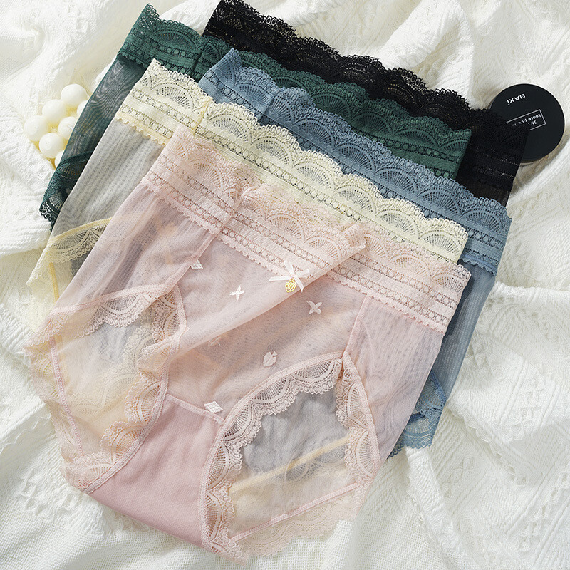 Japanese Fresh High Waist Ultra Thin Breathable Sexy Women Lace Underwear