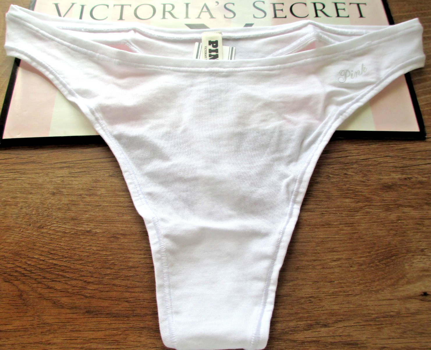 VICTORIA’S SECRET PINK High Leg Cotton Thong Panty VS Optic White S M L XL NWT