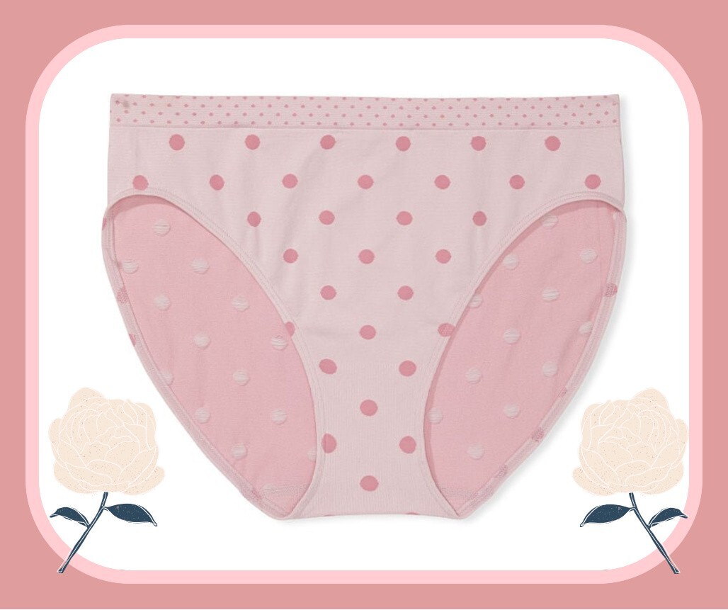 M Pink Dot SEAMLESS NOSHOW FULLCOVER Victorias Secret High Leg Waist Brief Panty