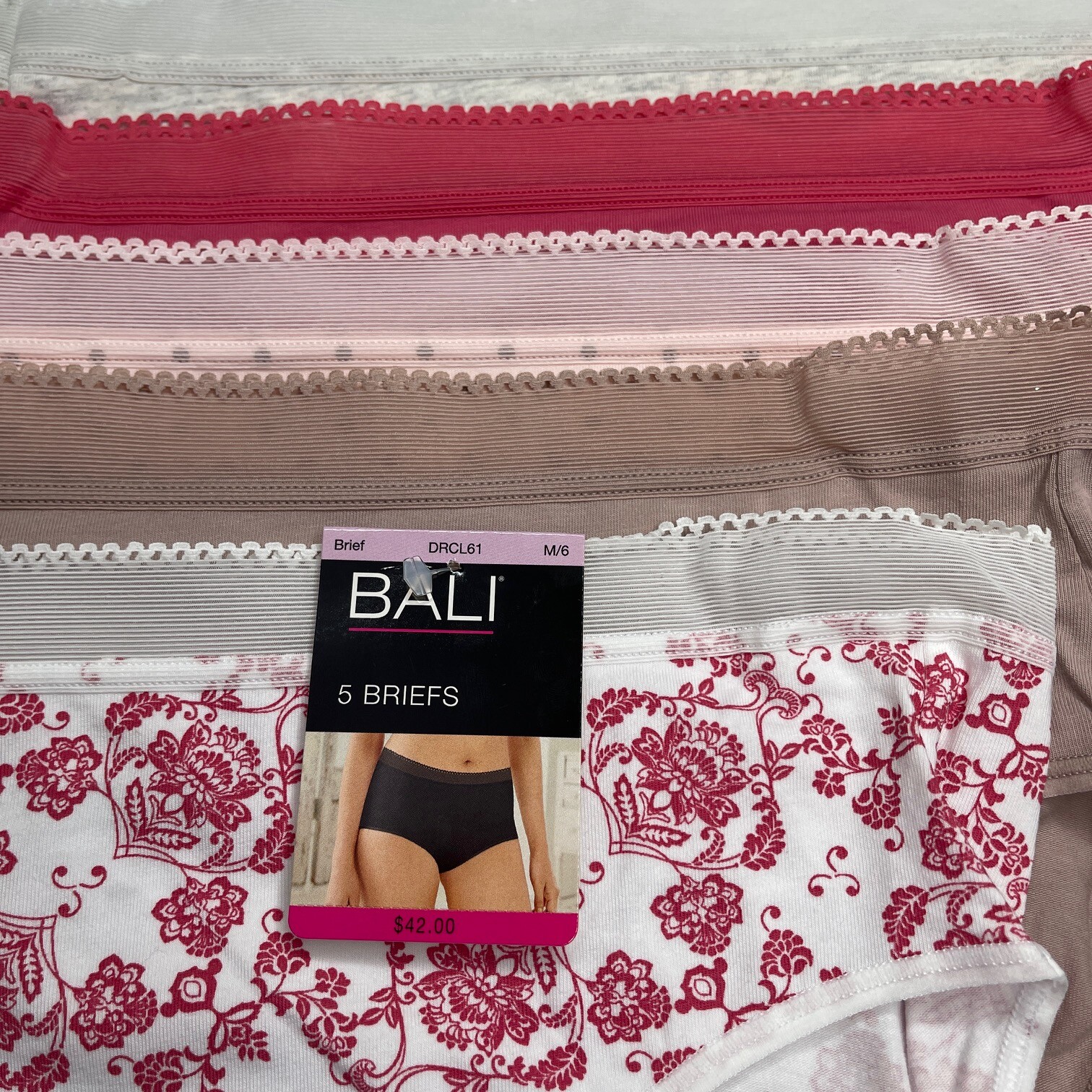 Bali Brief Panties 5 Pair Cotton Stretch Underwear Tan Pink Mesh Band DRCL61 ‘