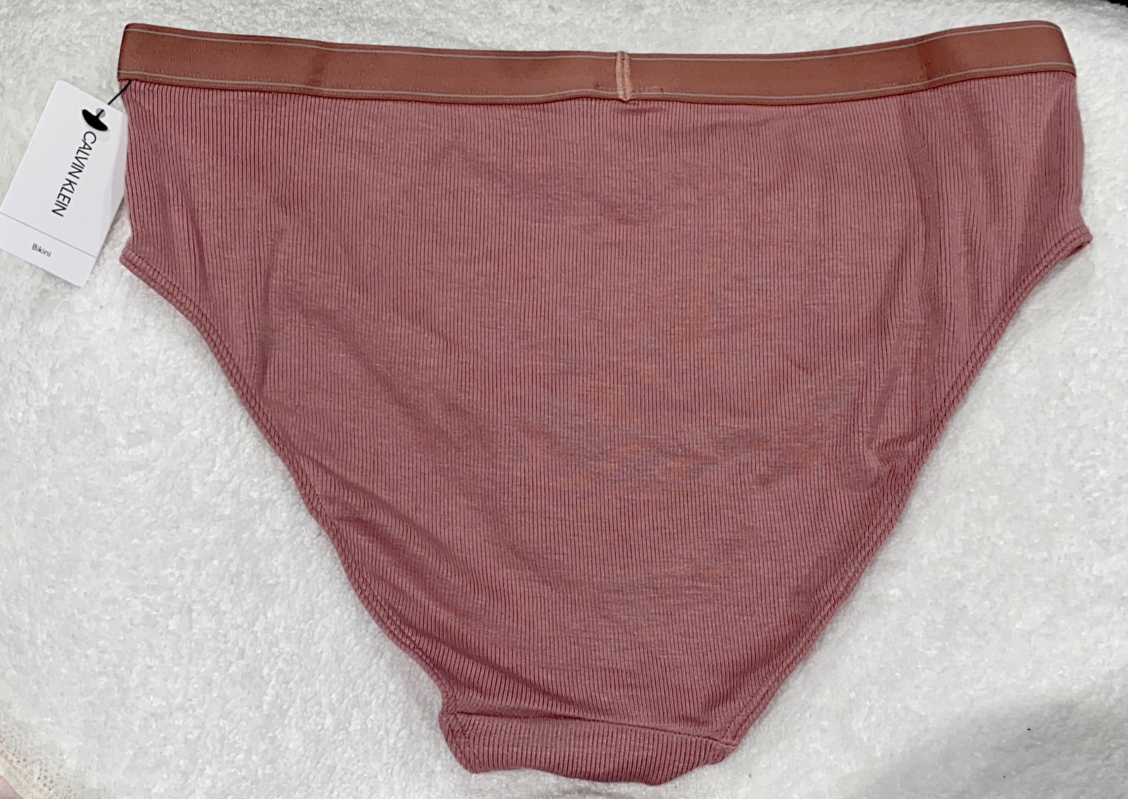 CALVIN KLEIN Pure Ribbed Modal Red Grape Mauve Hi Waist Bikini Panty Womens M 6