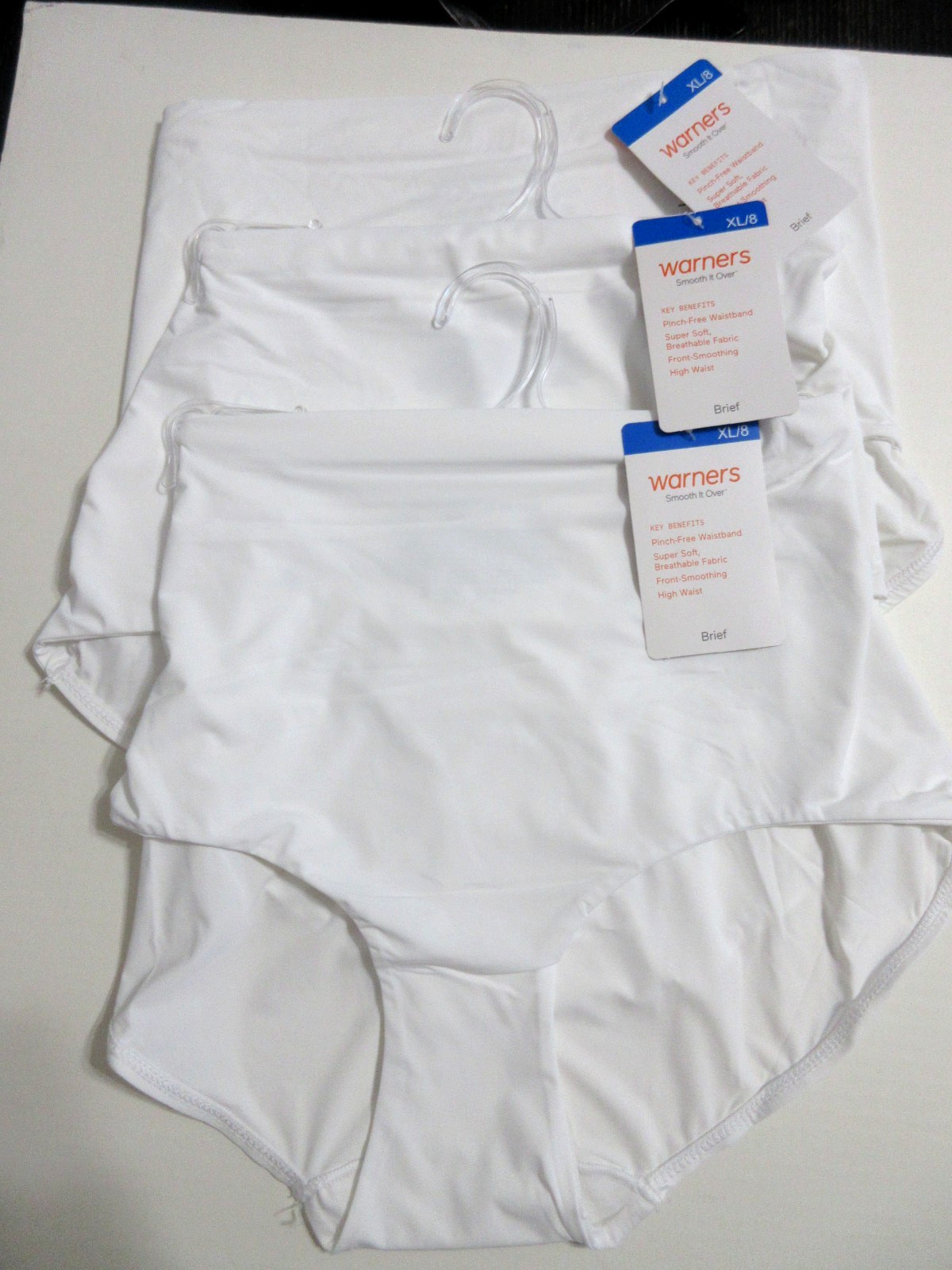 Warners BRIEF 3-Pairs Smooth it over Front High Waist RS9021 white nylon ~ XL/8