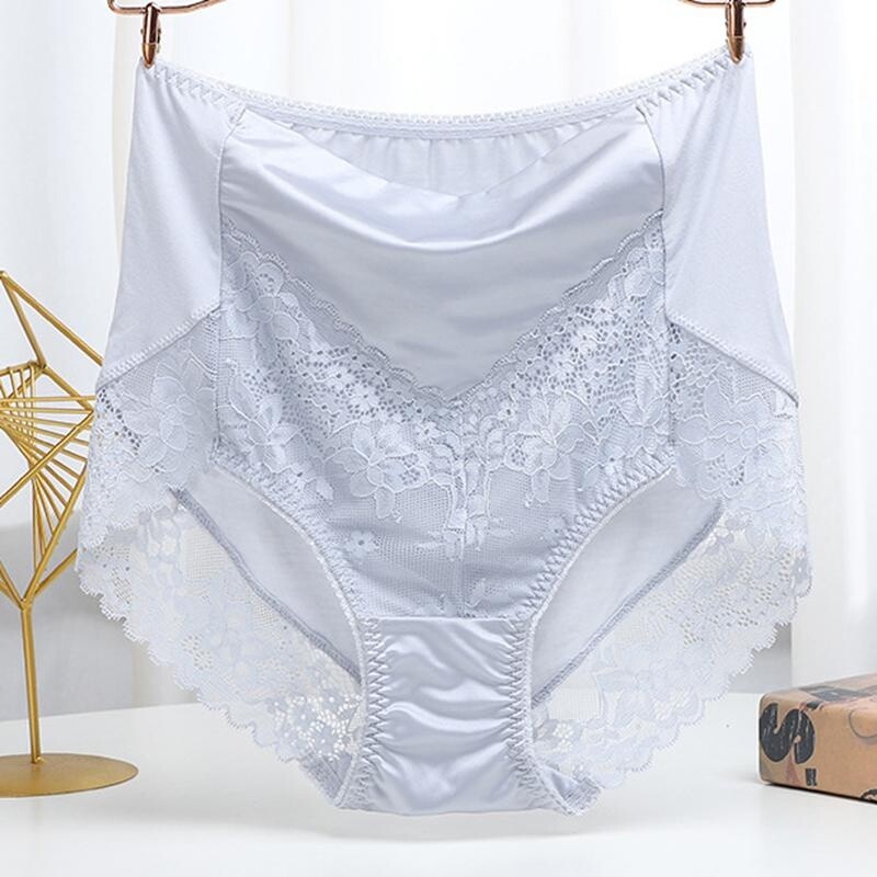Ladies Lace Underpants Satin Brief High Waist Panties Oversized Seamless Comfy