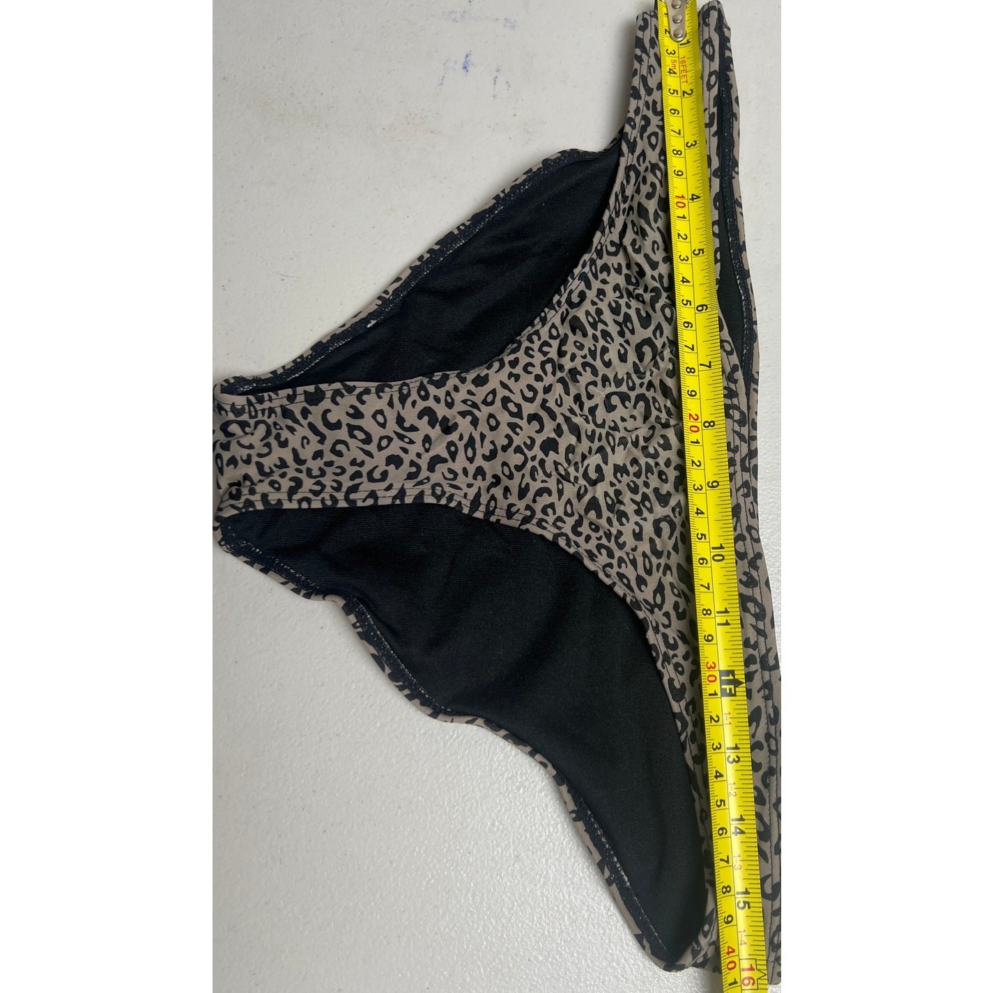 H&M Womens Bikini Bottom Size Tan Black Cheetah Leopard Print Swimsuit 10