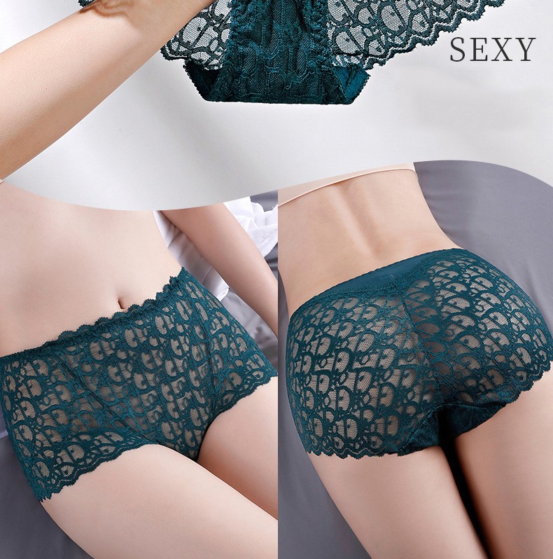 4Pcs Women High Waist Knickers Briefs Lace Sexy Seamless Underwear Panties Large