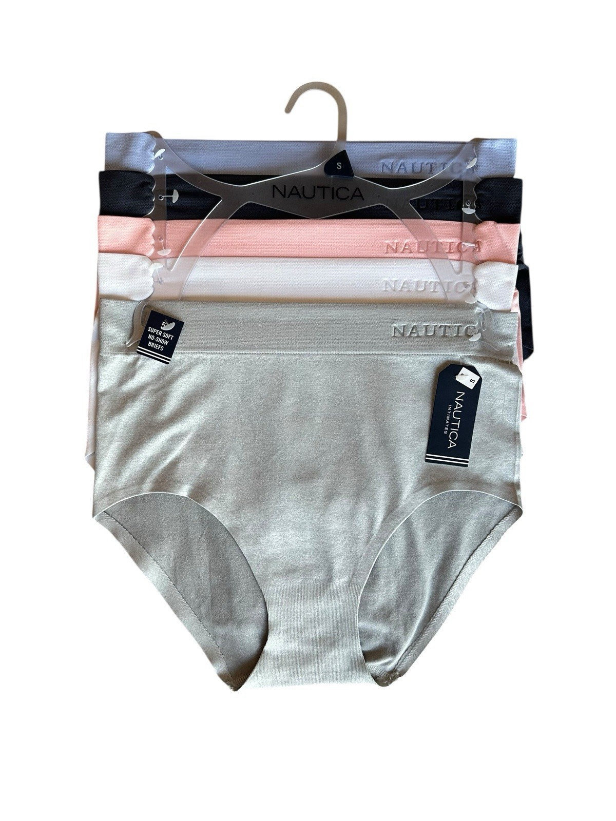 NWT NAUTICA 5-PK No Show Briefs High Waist Size Large | Nylon Spandex Blend