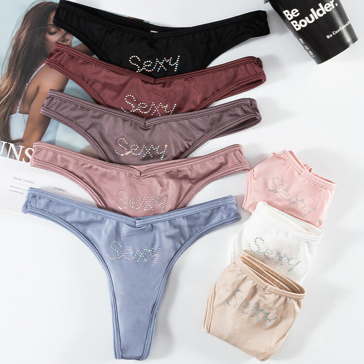 1/5 Pack Lot Women Sexy Satin Panties Vintage High Cut Thong G-string Underwear