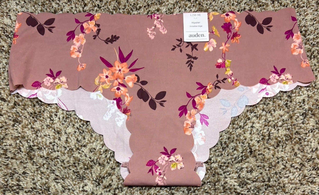 Auden “Burgundy Floral” Invisible Edge Hipster. Size: L (12-14). New!