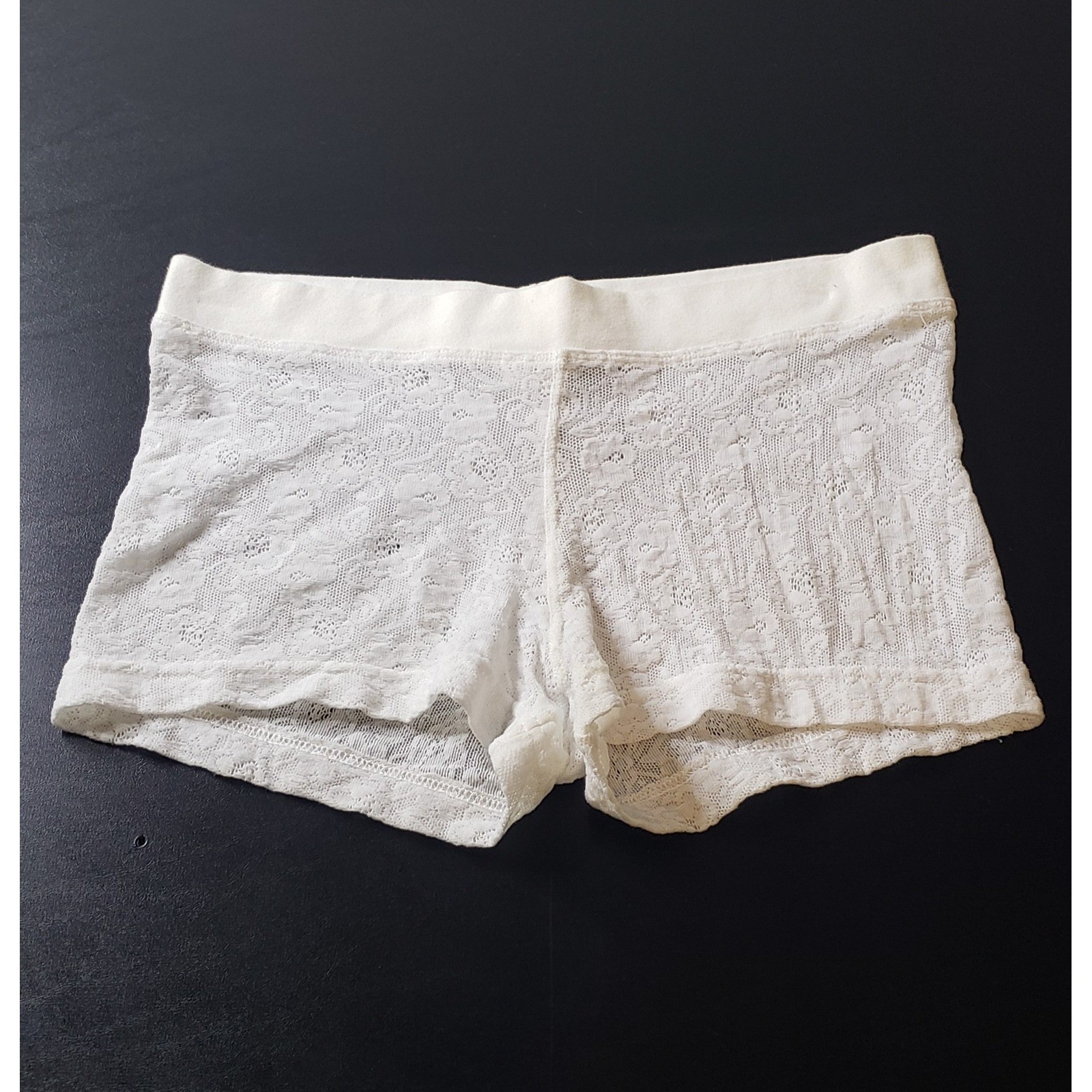 Hard Tail Forever White Floral Lace Boyshorts M Coquette Dollette Soft Girl USA