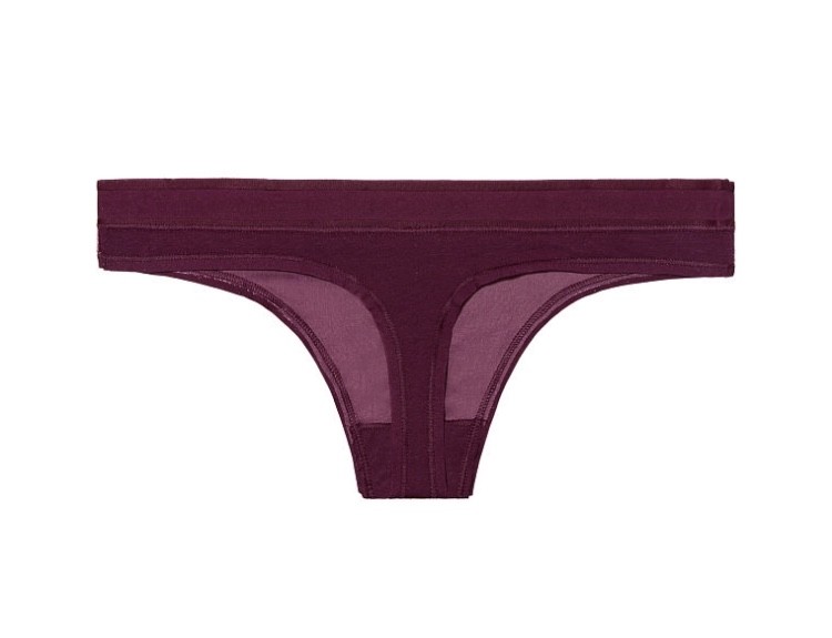 NWT VICTORIA’S SECRET M L MAROON BURGUNDY CRUSHED VELVET VELOUR THONG PANTIES