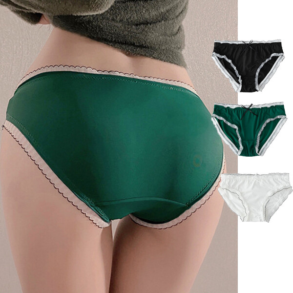 3 Packs Lot Sexy Womens Girls Ice Silky Panties Full Briefs Underwear Lingeries