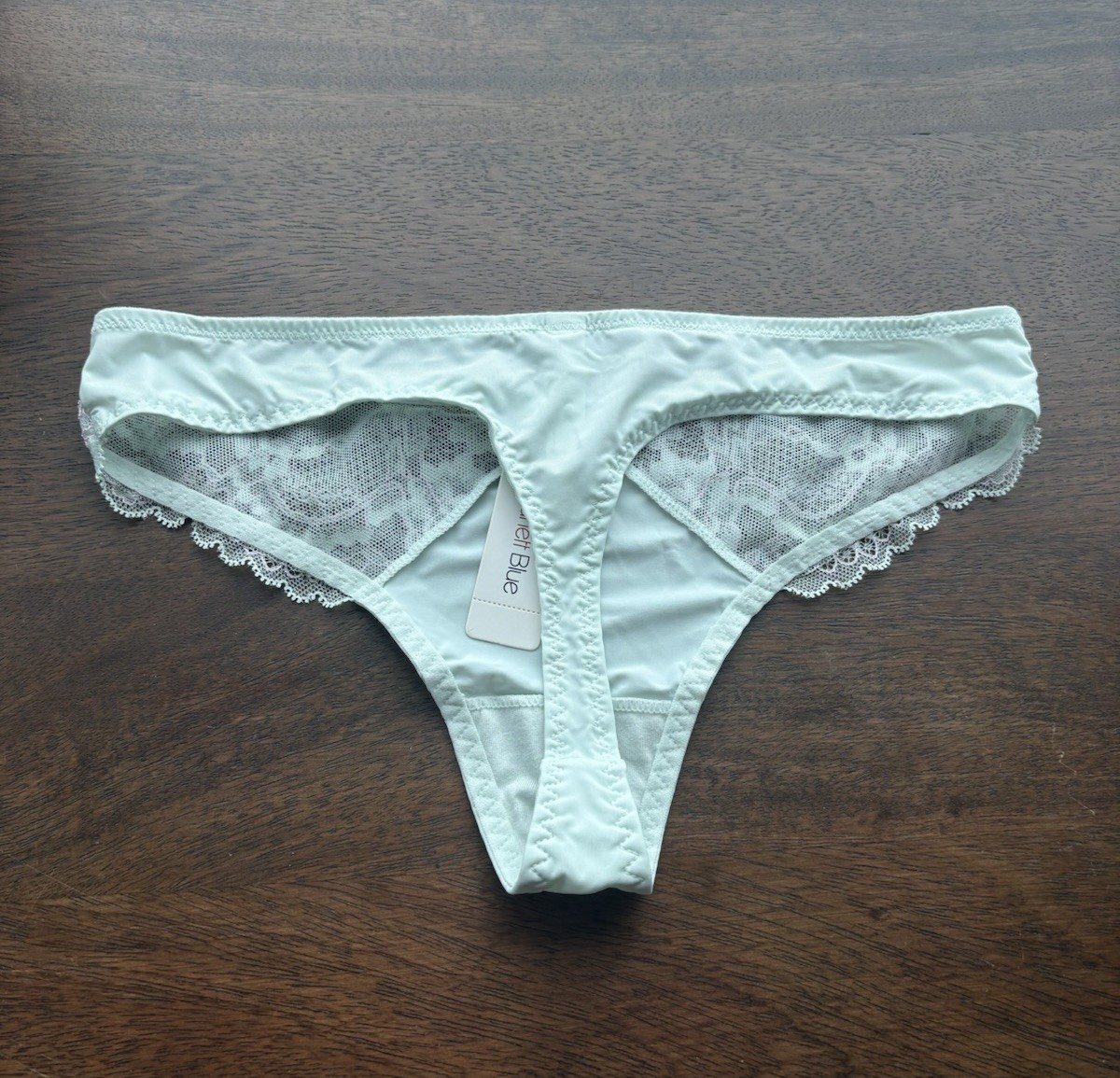 Skarlett Blue Minx Lace Thong Blue Pink XS NWT Low Rise Panty 371100