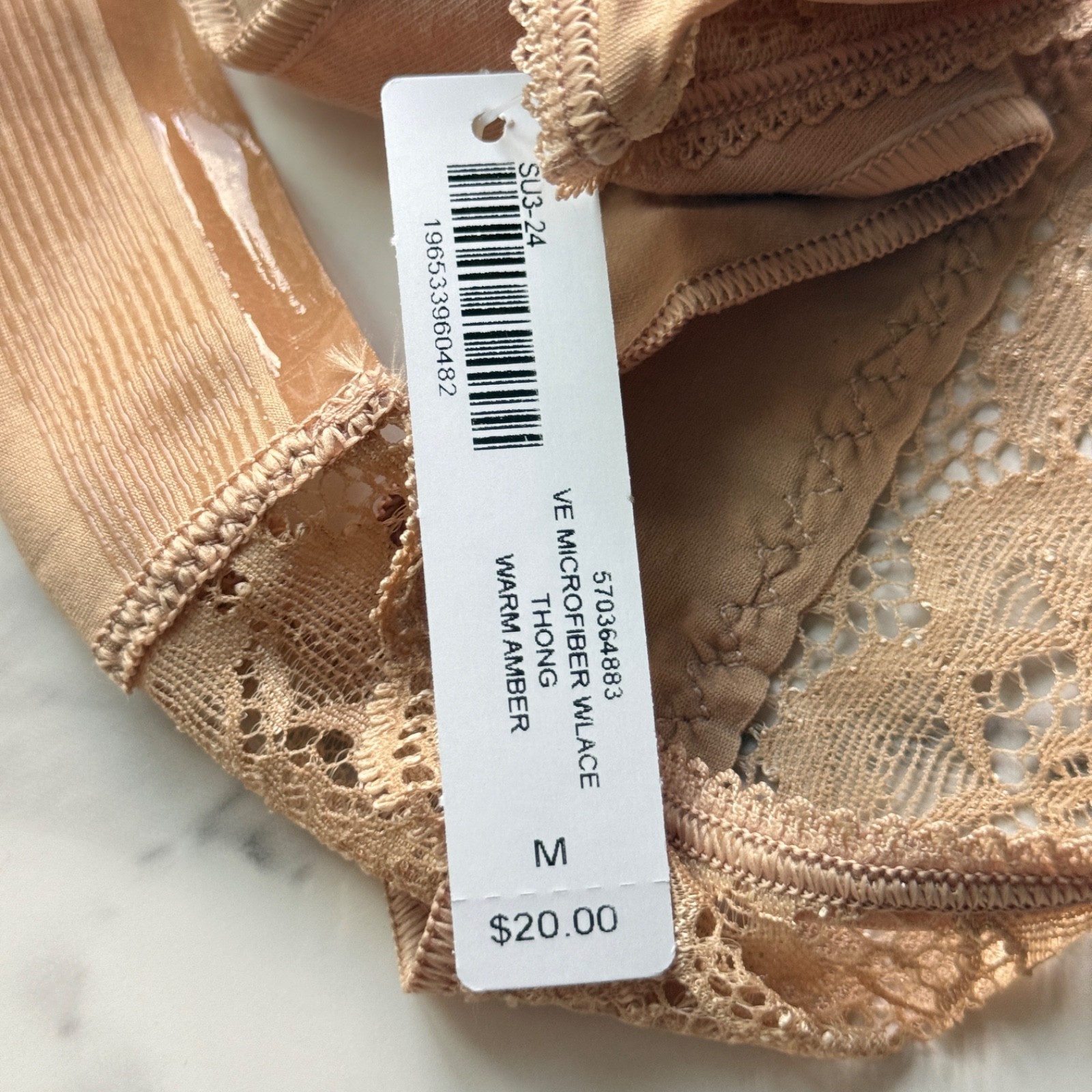 Soma Vanishing Edge Microfiber With Lace Thong Panty Warm Amber Size XS/S/M/L/XL