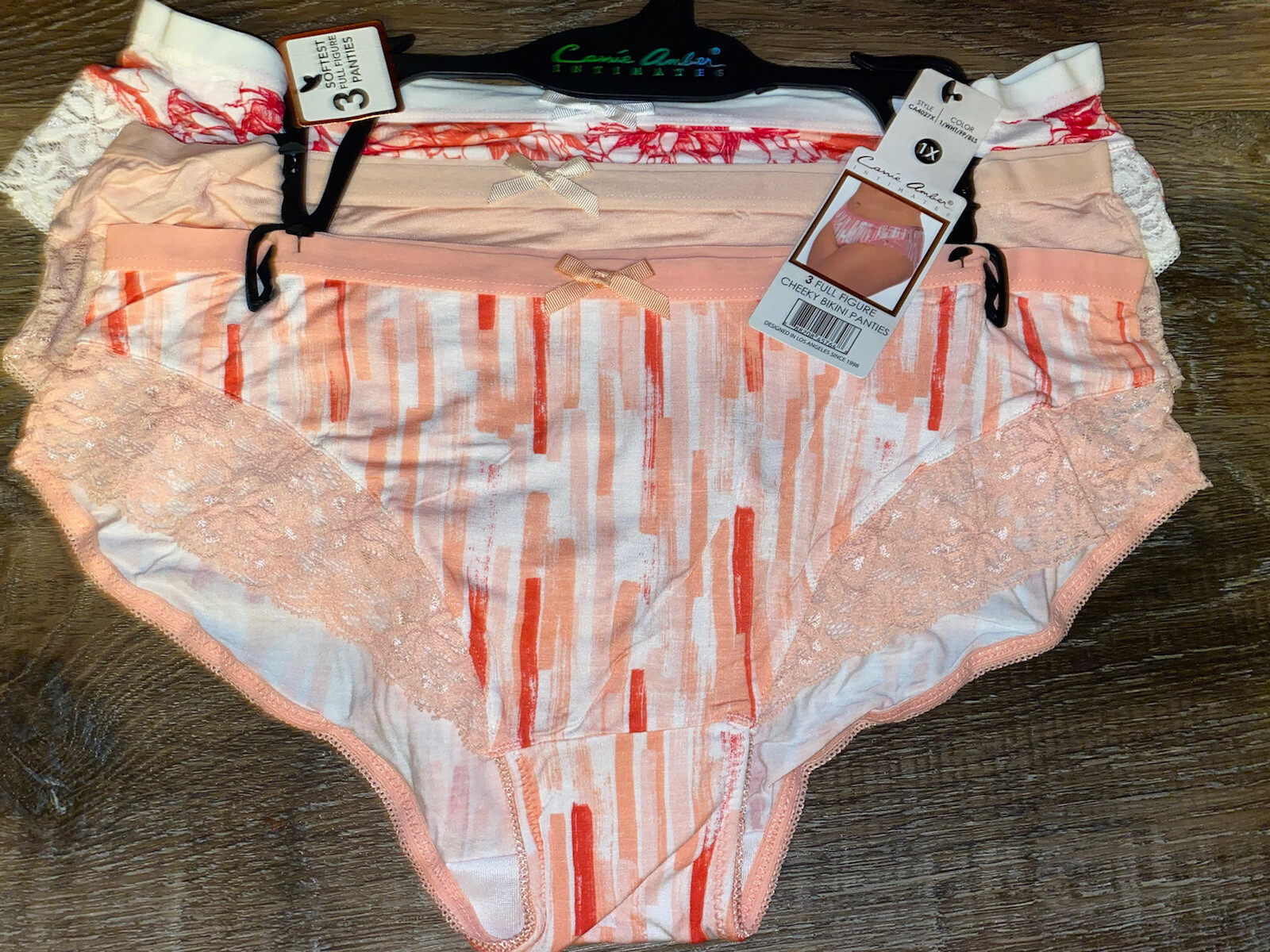 Carrie Amber ~ Womens Cheeky Bikini Underwear Panties Rayon Blend 3-Pair ~ 1X