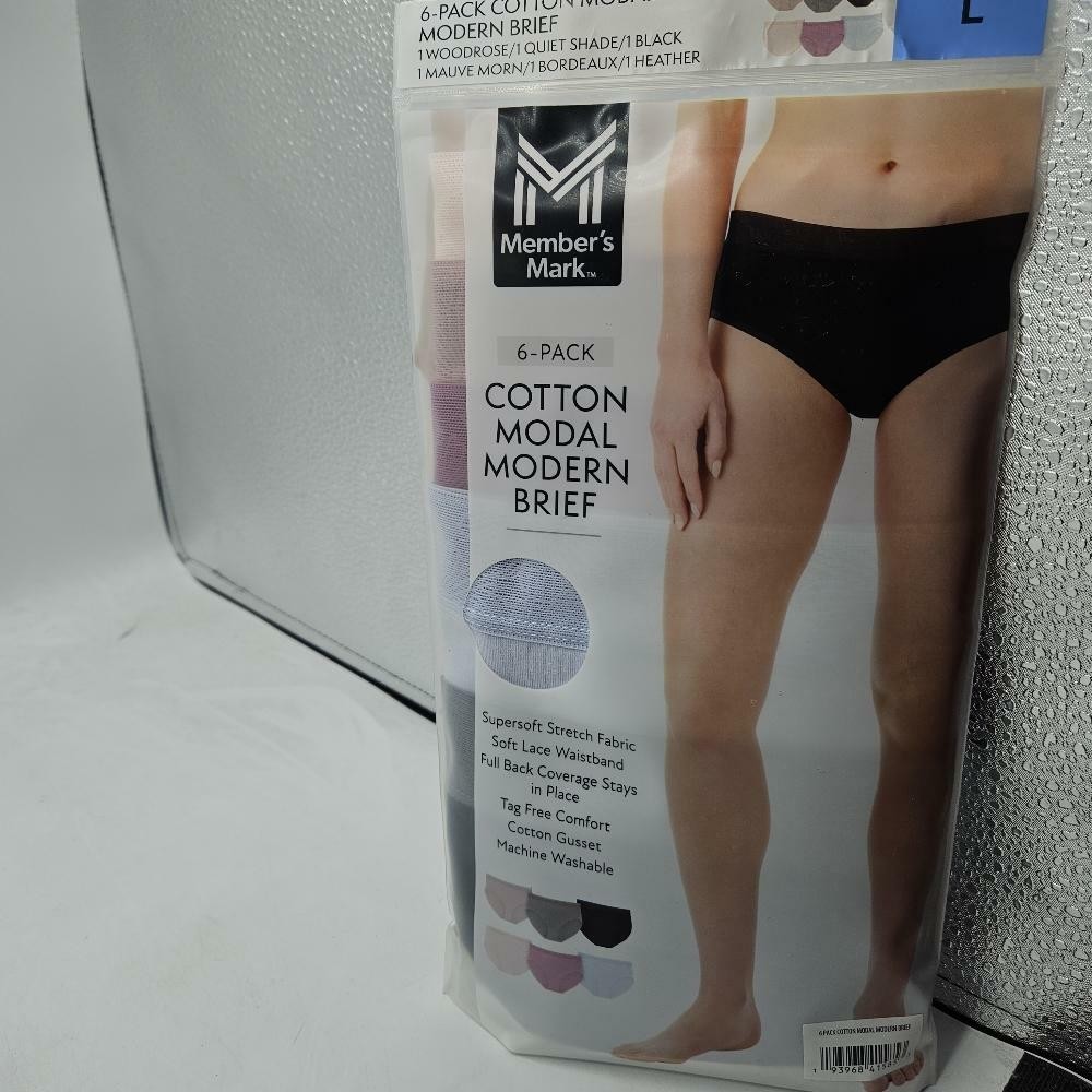 Women’s 6-Pack Cotton Luxe Modern Brief SIZE L Multicolored Underwear Soft