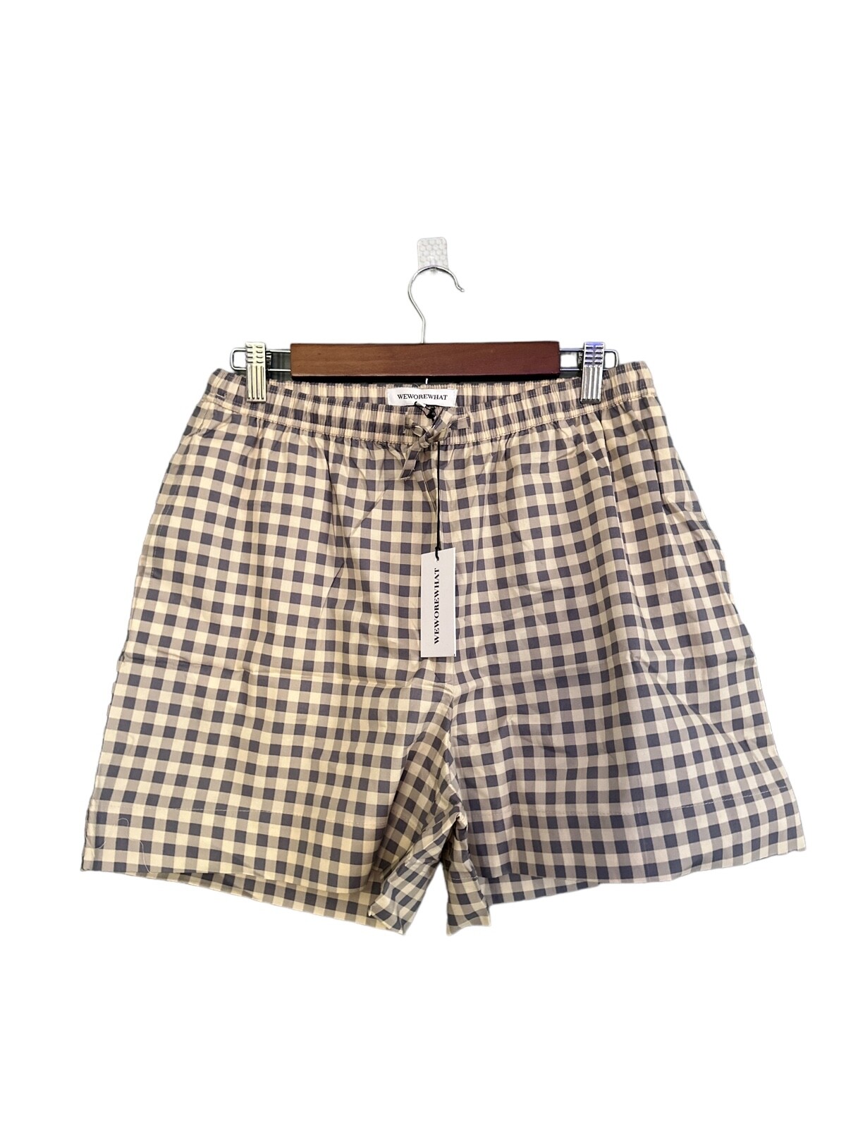 WeWoreWhat NWT Cotton Boxer Short in Gingham print size medium High Rise