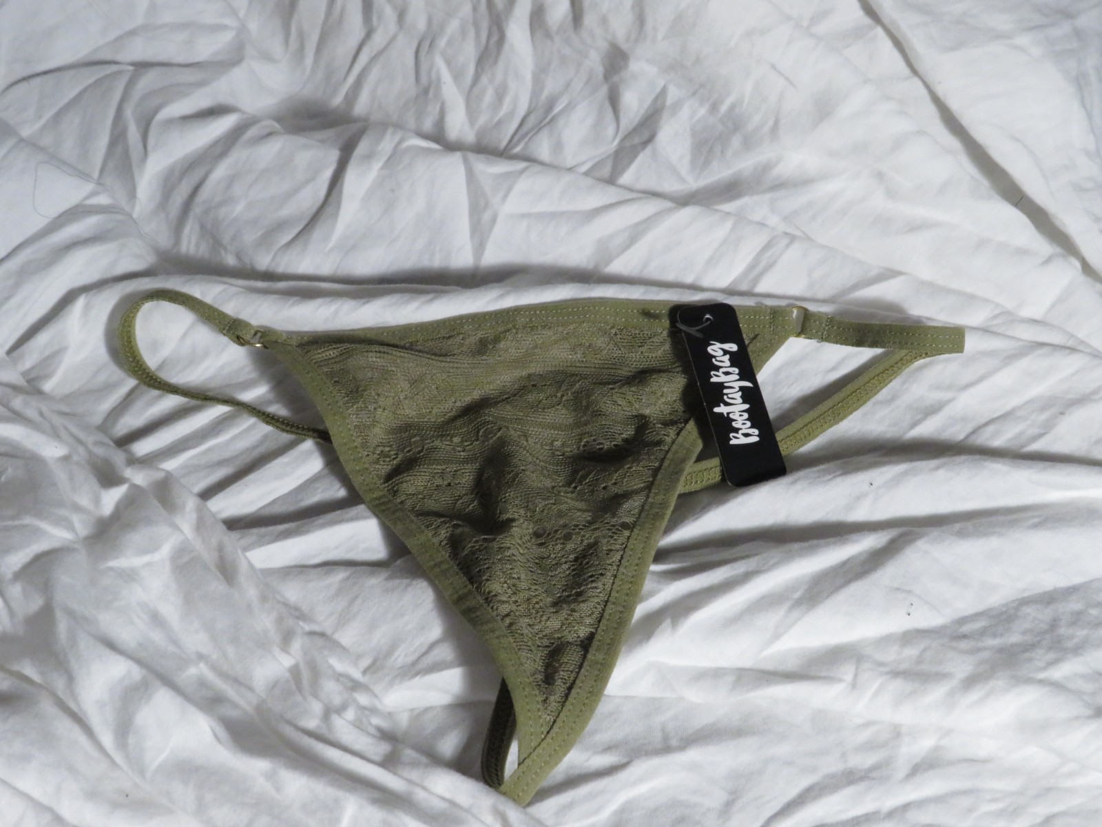 NWT BootayBag Olive Green Mesh Thong Panty Sm l BB117369 Sexy Lingerie Underwear