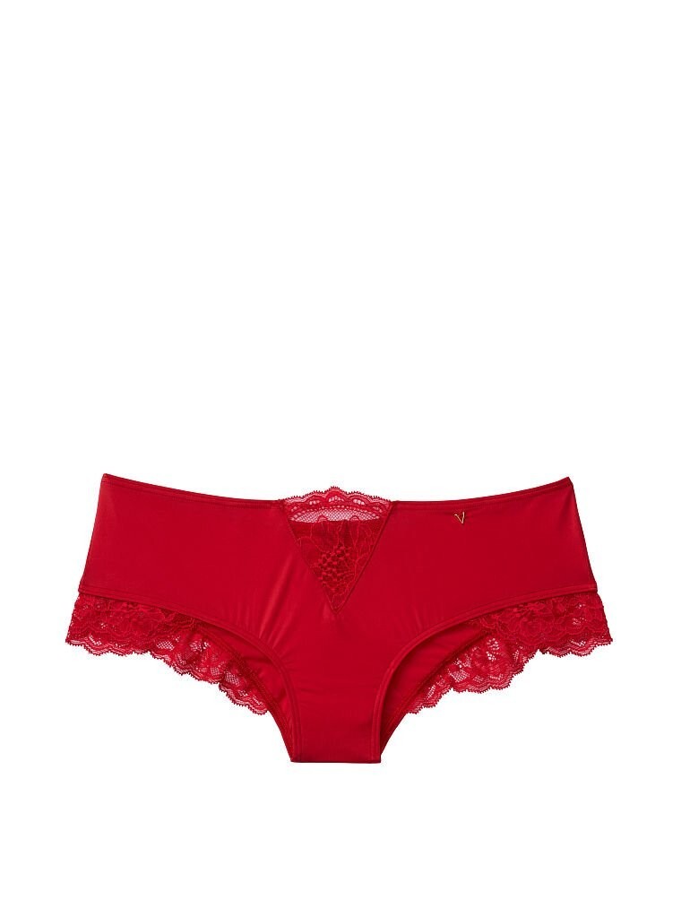 S Red Lipstick Satiny Micro Lace Inset Very Sexy Cheeky Victorias Secret Pantie