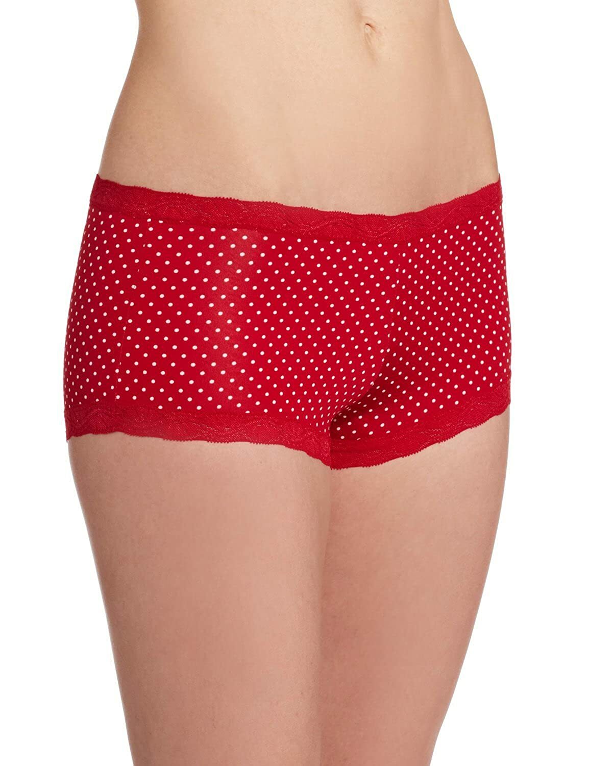 4-Pack Maidenform Women’s Microfiber & Lace Boyshorts, Red/White Polka Dot, L/7
