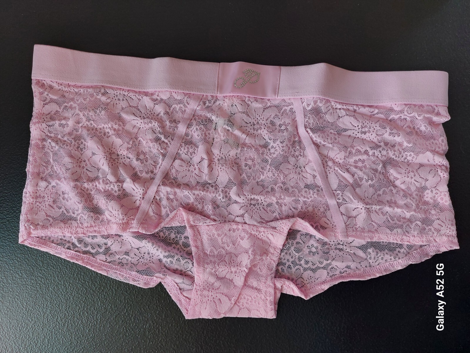 NWT Victoria’s Secret PINK Wink Logo Boyshort Panty Lace Gem Logo Large (D17)