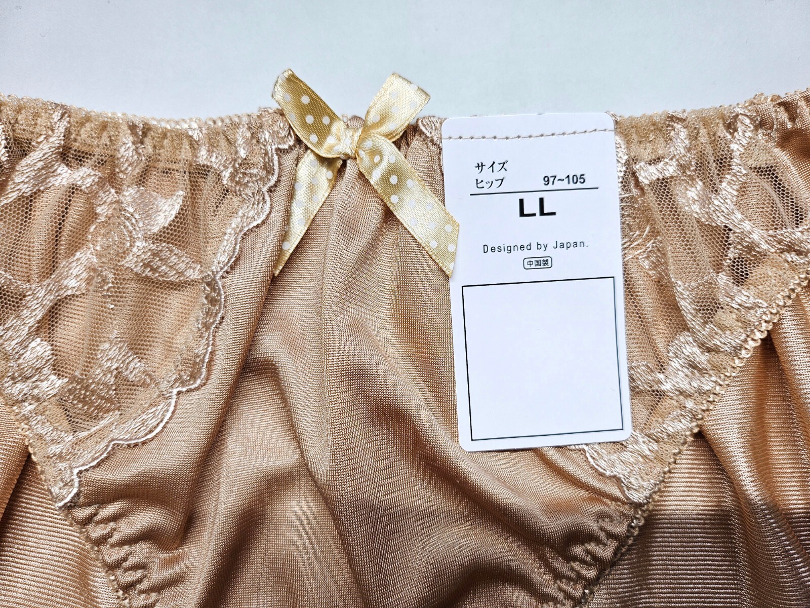 US Size M/6 Japanese Nylon Panties Shiny Smooth Lace Tricot Bikini Brown