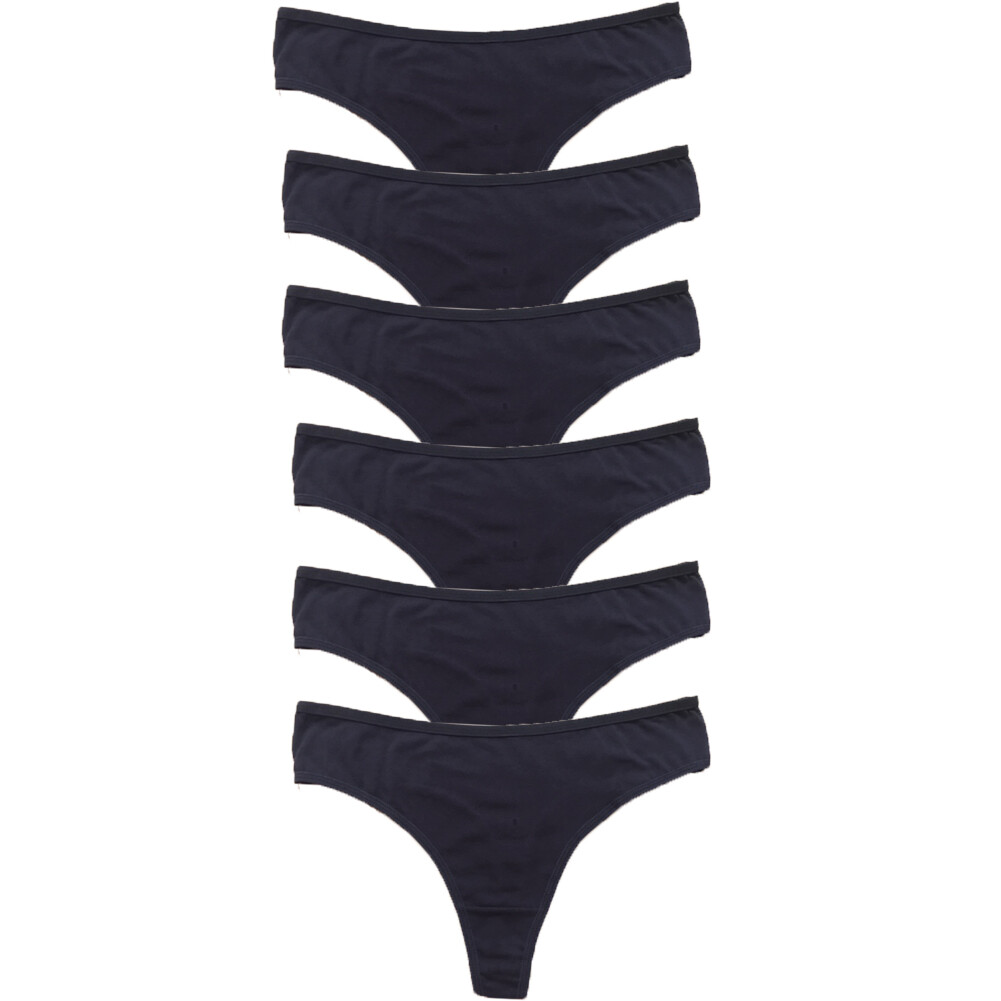 6 Lot Women Cotton Yoga Sport Black Active Thong Panties G String underwear S~3X