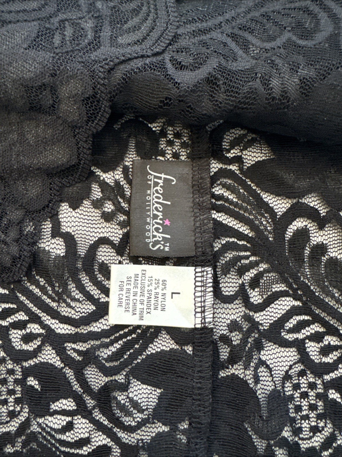 Frederick’s of Hollywood Y2K Mesh Black Lace Bra Set Lingerie Sz Large