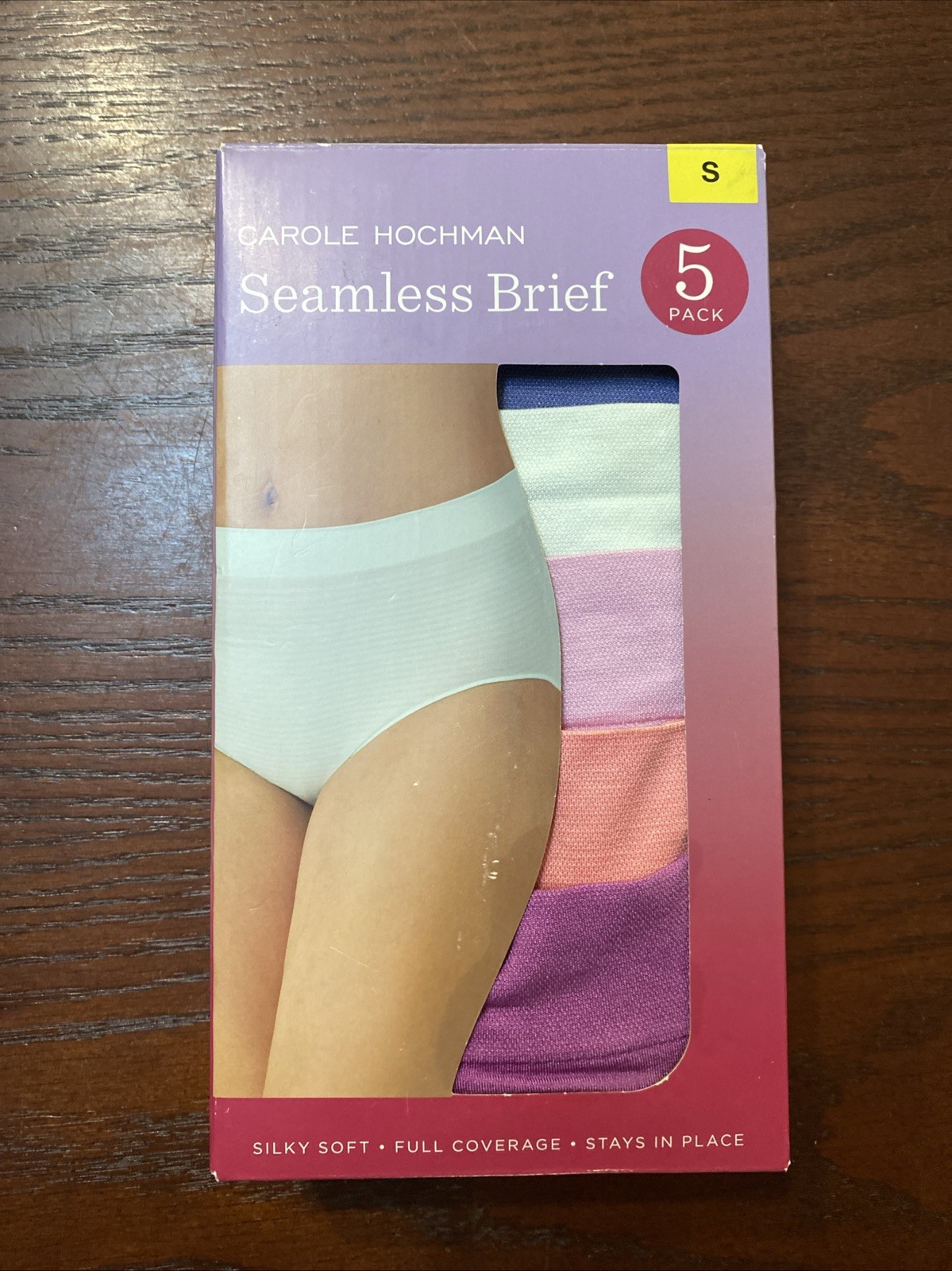 NWT CAROLE HOCHMAN 5 PK MULTI COLORED SILKY SOFT FULL COVERAGE BRIEFS SZ S #304C