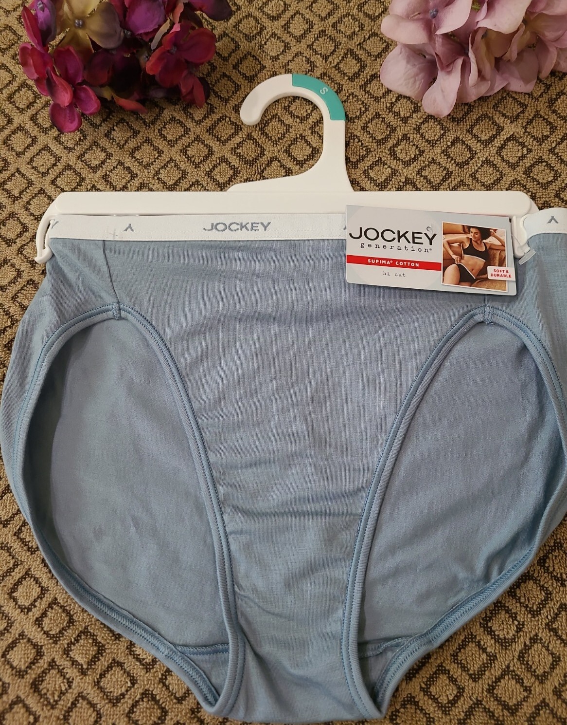 JOCKEY GENERATION Logo Laserbond Supima Cotton Blue Hi Cut Panty Panties 5/S