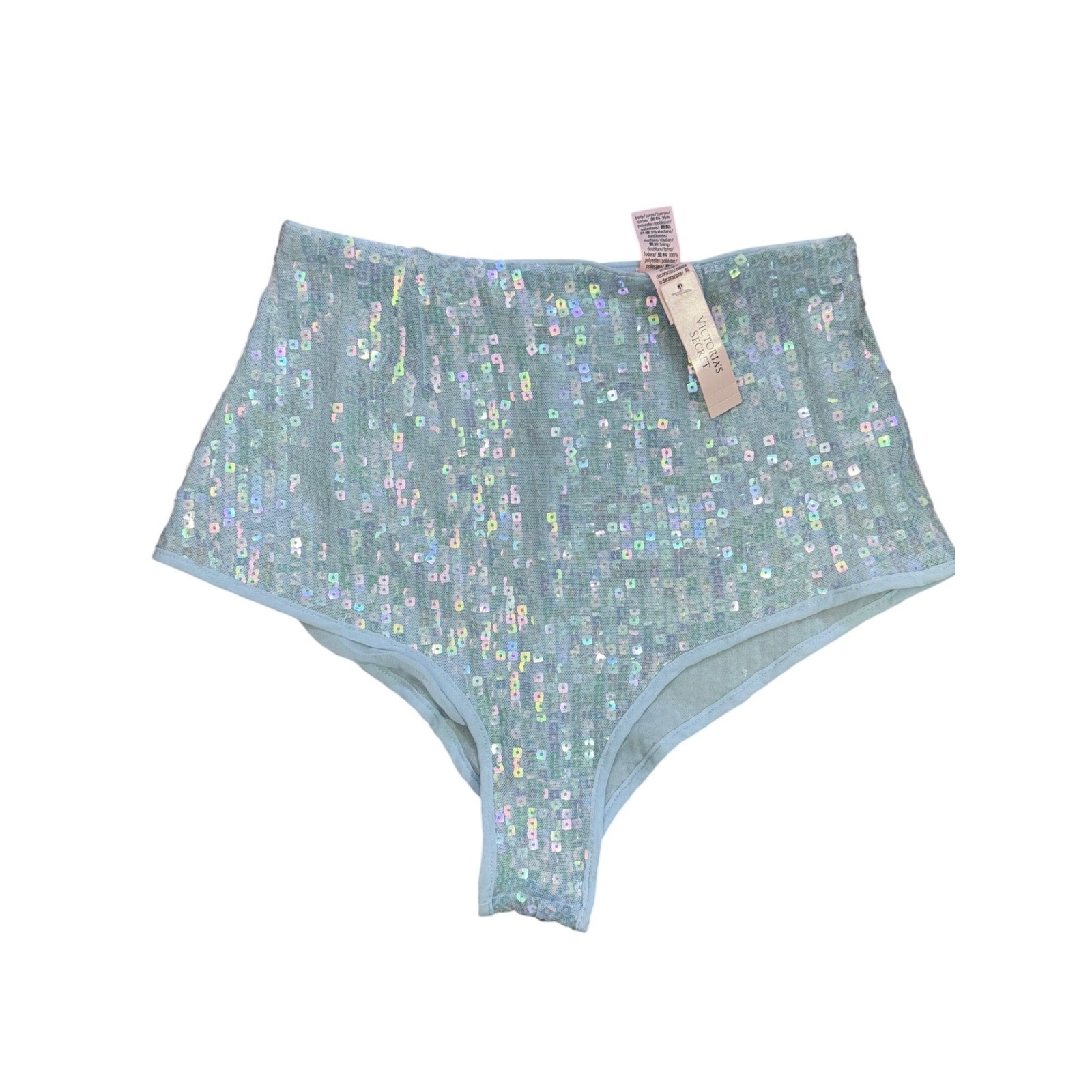 Victorias Secret Blue Iridescent Sequin High Waist Cheeky Panty Shorts XS NWT