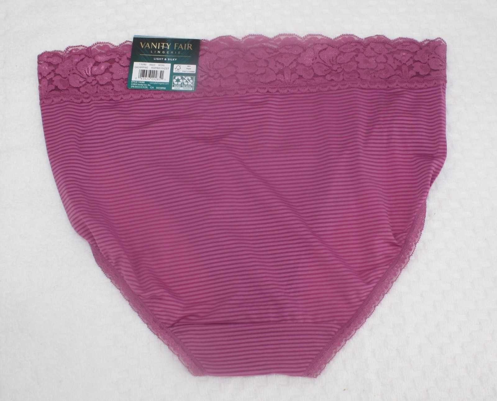 NWT set/3 VANITY FAIR FLATTERING LACE HI CUT 13280 BAKED BLUSH VIOLET RASPBERRY