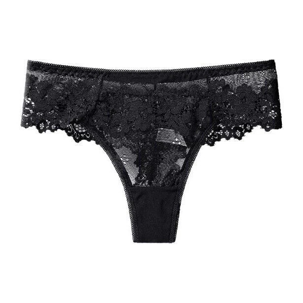 5- Pack Lot Women Lace Thong G string Panties Briefs Sheer See Through Underwear