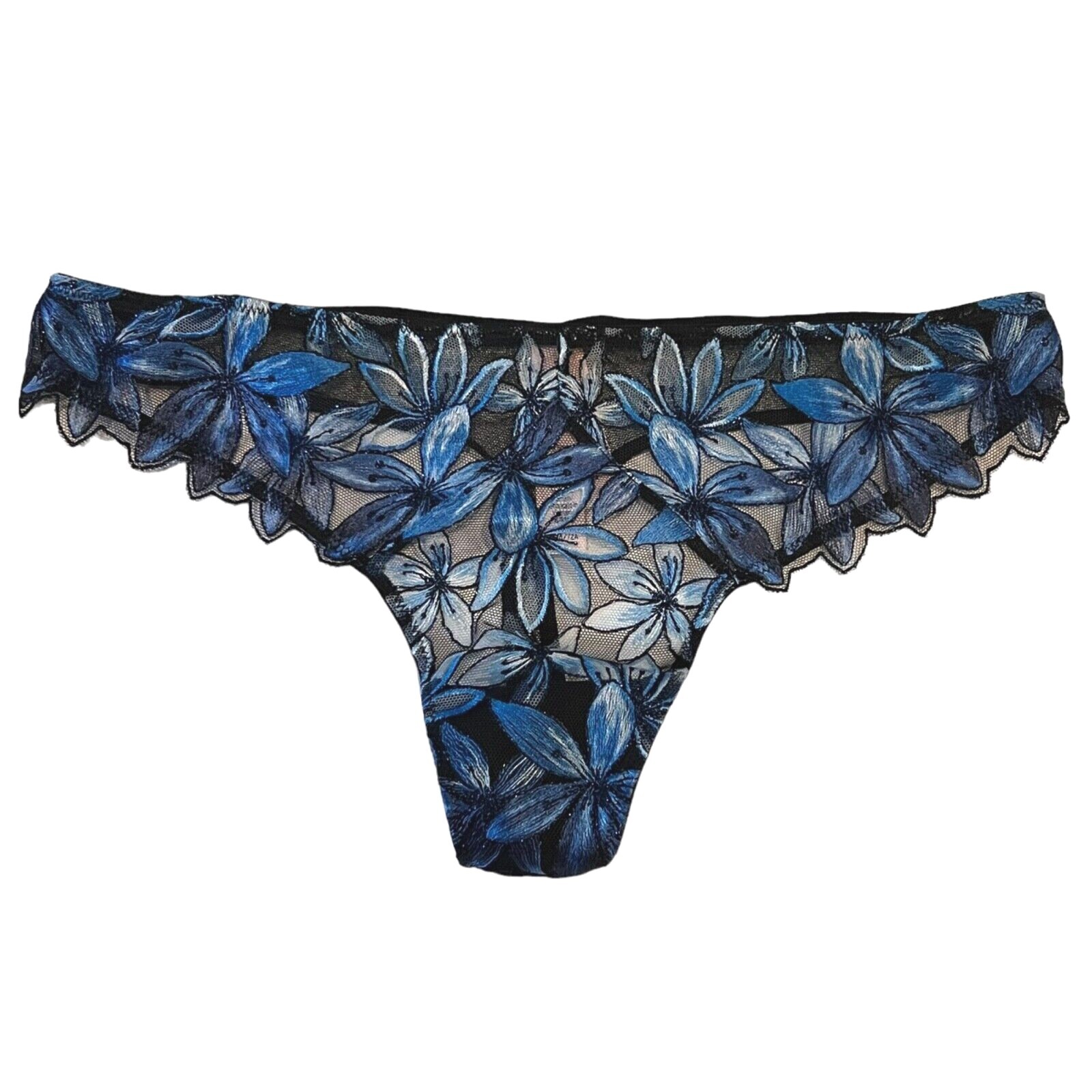 NWT VICTORIA’S SECRET Very Sexy Pantie Sz XS-S-M-L-XL Blue Black Lace Floral