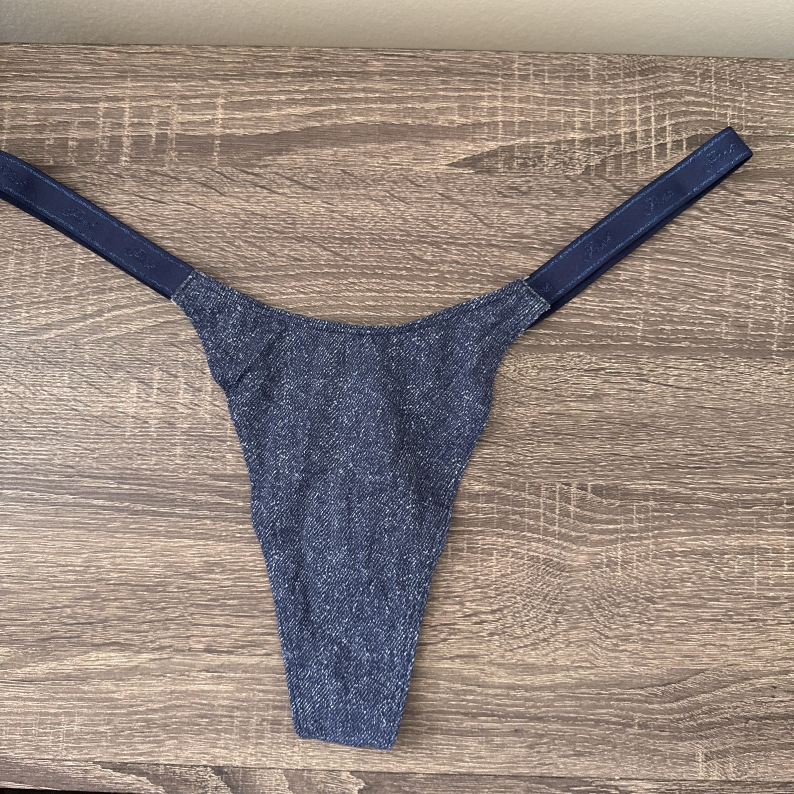 Pink, ByVictoria’s Secret XXL Blue Denim Look Low Rise Logo Thong Panties