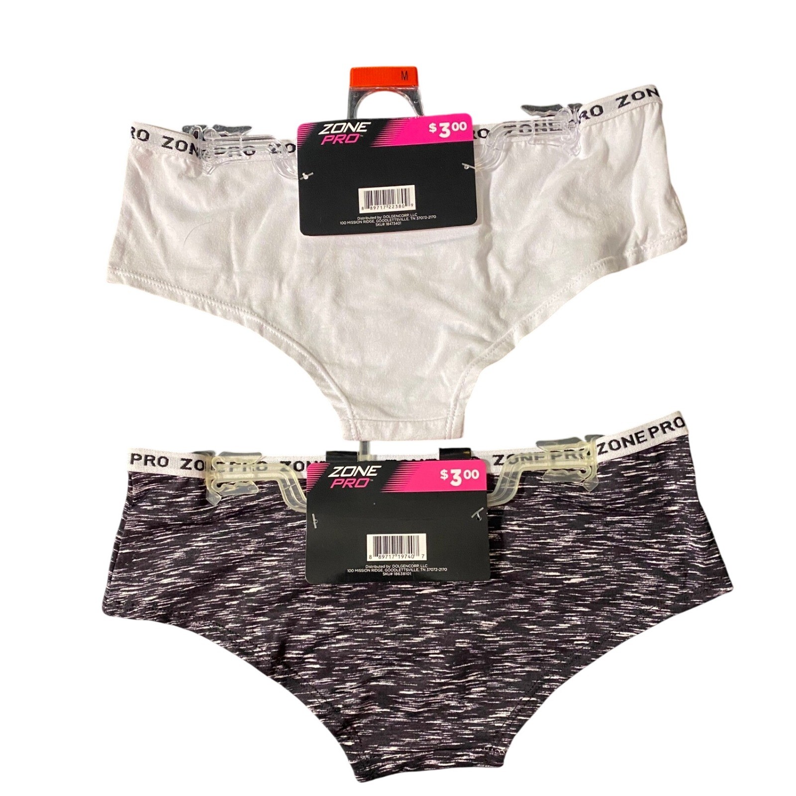 Zone Pro Womens Sporty Comfort Boy Leg Panties 2Pk White Space Dye Size Medium