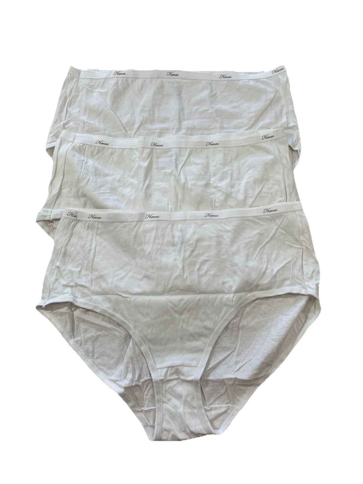 Hanes Womens 3-Pack Cotton Briefs Lady Underwear Panties Sz 9 White